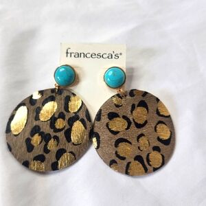 Francesca's Collections Gold and Black Leopard Earrings